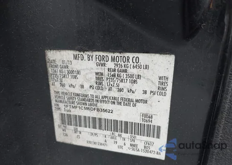 2013 Ford F-150 Xl z USA, uszkodzony, nr VIN 1FTMF1CM6DFB35622